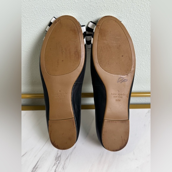Kate Spade New York Wallace Bow Cap Toe Ballet Flats Black & White Size 9.5 - Picture 10 of 13
